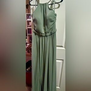 Sage green high neck bridesmaid dress